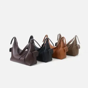 Bolso bandolera de moto de cuero genuino, gran capacidad bolso de hombro casual para mujer.