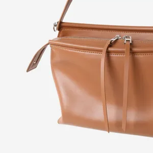 Sac porté épaule en cuir marron sac à main minimaliste chic pour travail quotidien