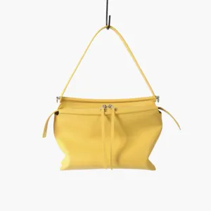 Sac a main epaule en cuir jaune detail, sac hobo tendance chic, grande capacite utilisation.
