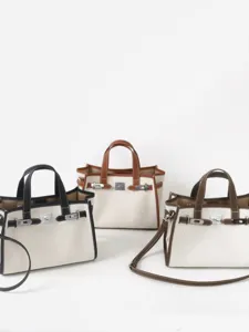 Sac cabas en toile et cuir pour femme sac porté épaule décontracté vue principale chic