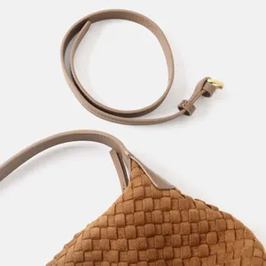 Sac porté épaule hobo en cuir tressé marron élégant sac bandoulière décontracté