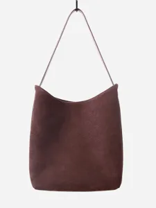 Sac Seau en Cuir pour Femme Sac à Bandoulière Minimaliste en Daim Grande Capacité Sac à Main de Commutateur Élégant Rétro Sac Bandoulière Féminin