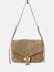 Femmes Rétro Cuir Suédé Sac Selle Classique Métal Verrou Rabat Crossbody Sac Polyvalent Commute Casual Sac Bandoulière