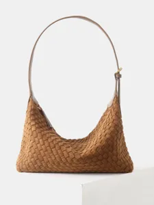 Sac Bandoulière Hobo Tissé en Cuir Véritable Luxe Designer Style Souple Sac Croisé Décontracté Quotidien Pour Femmes