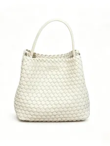 Sac a main tresse blanc pour femme elegante sacoche bandouliere seau tendance chic
