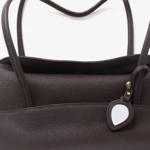 Sac à main bandoulière en cuir marron foncé grand cabas élégant fourre-tout décontracté