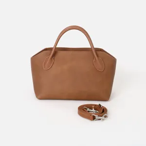 Sac à main en cuir marron cabas vintage pour le travail avec poignée et bandoulière
