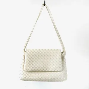 Sac a main epaule en cuir tisse blanc sac rabat chic style de sac de sous bras de loisir