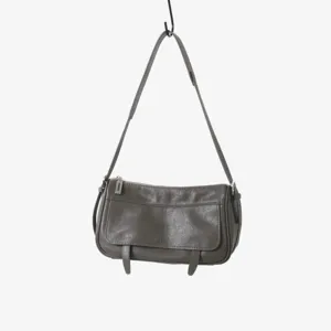 Sac à épaule vintage en cuir véritable pour femme, sac sous les bras rétro avec fermeture éclair.