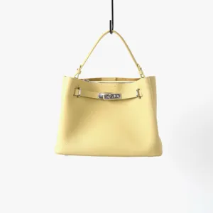 Sac cabas fourre-tout en cuir jaune, élégant sac bandoulière pour femmes travail.