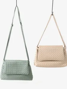 Sac à bandoulière tressé en cuir rabat minimaliste sac à main décontracté élégant