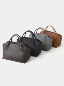 Sac à main en cuir véritable pour femme, élégant cabas de travail aux coloris variés.