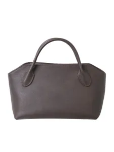 Sac à main en cuir marron foncé pour femme, élégant cabas rétro pour le travail.
