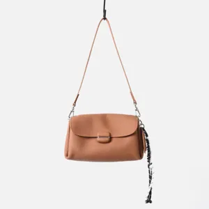Bolso de hombro de cuero genuino marrón para mujer, bolso cruzado de piel suave con correa.