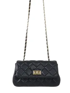 Sac bandoulière classique en cuir matelassé noir pour femme, sac à chaîne polyvalent.