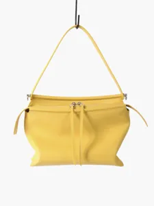 Sac à épaule minimaliste jaune pour femme, sac bandoulière décontracté avec double fermeture éclair.