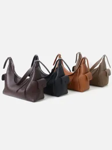 Bolso de hombro de moto en cuero genuino para mujer, bolso grande de trabajo en varios colores.