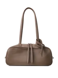 Bolso tipo bolos de cuero marron bandolera elegante bolso cojin boston para mujer diario