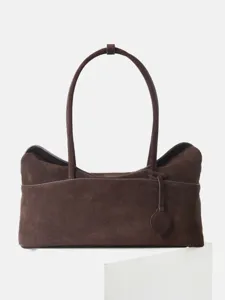 Sac Cabas Rétro en Cuir de Vachette Brossé pour Femmes Décontracté Trajet Grande Capacité Sac Oreiller en Cuir Suédé