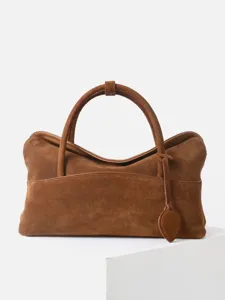 Sac Cabas Rétro pour Femme en Cuir de Vachette Frotté Sac à Main Vintage en Daim Sac Oreiller Décontracté Sac Bandoulière