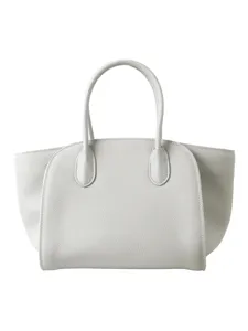 Sac cabas minimaliste en cuir, grand sac porté épaule décontracté avec anses, gris clair.