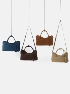 Sac cabas bandoulière en suède pour femme, sac à main oreiller rétro chic avec poignée.