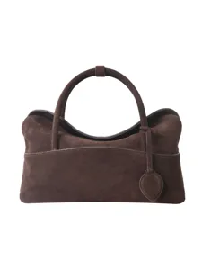 Sac cabas en daim marron pour femme, sac à main oreiller rétro, élégant sac à main poignée