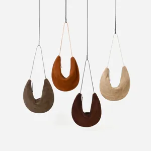 Bolso de hombro de ante retro para mujer, bolso hobo minimalista de otono invierno.