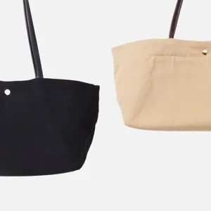Bolso tote de lona y piel de vacuno para mujer, bolso hobo de hombro de gran capacidad.