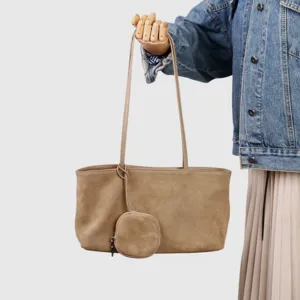 Bolso tote de ante para mujer gran capacidad hobo bolso de hombro con monedero pequeño