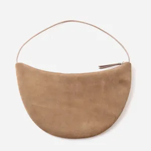 Bolso de hombro de ante vintage de media luna para mujer, elegante bolso hobo para uso diario.