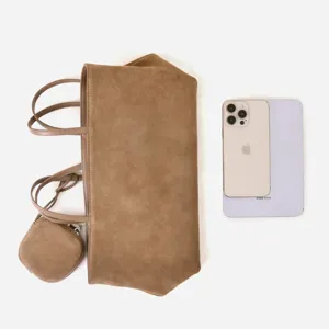 Bolso tote de ante marrón para mujer, gran capacidad bolso hobo de hombro con monedero para diario.