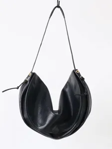 Sac Demi-Lune Minimaliste en Cuir Véritable pour Femmes Sac Bandoulière Hobo Croissant Voyage Élégant Sac à Main