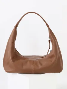 Sac Dumpling en Cuir Véritable pour Femmes Grande Capacité Sac Axillaire Bandoulière en Cuir de Vache Souple Sac Cabas Décontracté