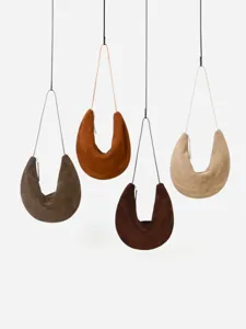 Bolso de hombro de ante retro, bolso de axila minimalista versatil para mujer de otono.