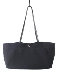 Clásico bolso tote de lona negra para mujer, correas de cuero de calidad, bolso de hombro grande.