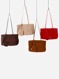 Bolso de hombro hobo de ante para mujer gran capacidad bolso casual con monedero