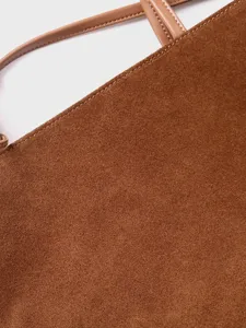 Bolso tote de ante marron para mujer, gran capacidad bolso de hombro hobo minimalista.