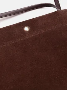 Bolso tote de ante marron oscuro gran capacidad bolso de hombro para mujer casual