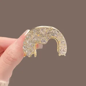 Pince à Cheveux Élégante en Alliage avec Strass pour Femmes Mode Or Pince à Cheveux Requin Moyenne Accessoires pour Mariage Fête Banquet Quotidien