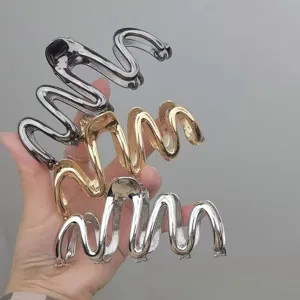 Minimalistische Unregelmäßige Linie Metall Haarkralle Große Legierung Haifisch Clip Geometrische Haarklammer Für Damen Mode Kopfschmuck Zubehör