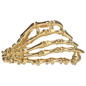 Goldene Skelett Hand Haarklammer, Metall Haarkralle Gothic Haarspende für Damen Frisur.