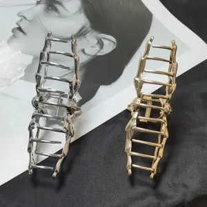 Pinza de pelo de araña de metal plateada y dorada clip geométrico estilo verano mujer