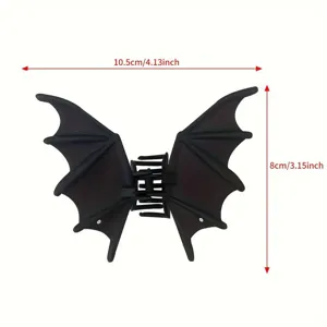 Pince à cheveux chauve-souris noir mat style gothique punk requin fête d'Halloween