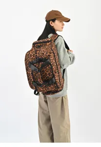 Zaino multifunzionale con stampa leopardo borsa da viaggio grande capacità casual.