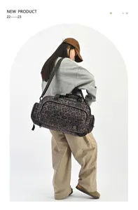 Borsa da viaggio casual con stampa leopardata grande capacita borsa a tracolla donna
