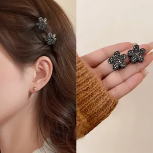 Exquisite Mini Blume Haarkralle Clip Für Damen Kinder Strass Metall Pony Clip Kleine Prinzessin Haarschmuck