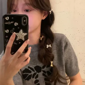 Metall Schleife Haarklammer süßes cooles Mädchen kleiner Pony Clip Haarspange Zubehör