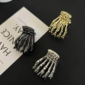 Lot de pinces à cheveux griffe de squelette en métal punk gothique, accessoires pour femmes.