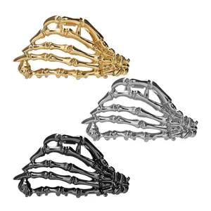 Gotische Skelett Hand Haarklammer Metall Haifischclip Halloween Haarspange fuer Damen